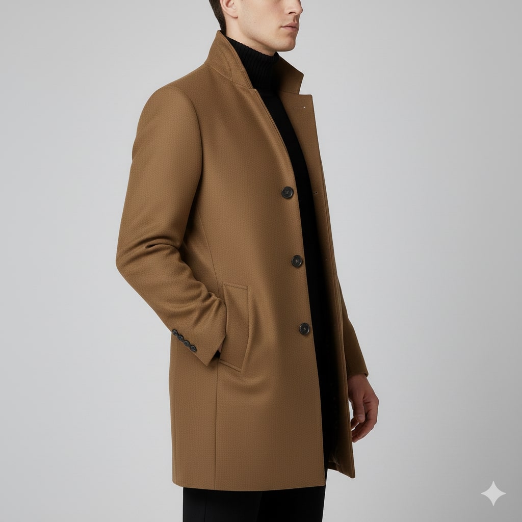 Ramiro Men’s Wool Coat – Tailored Soft Winter Long Overcoat