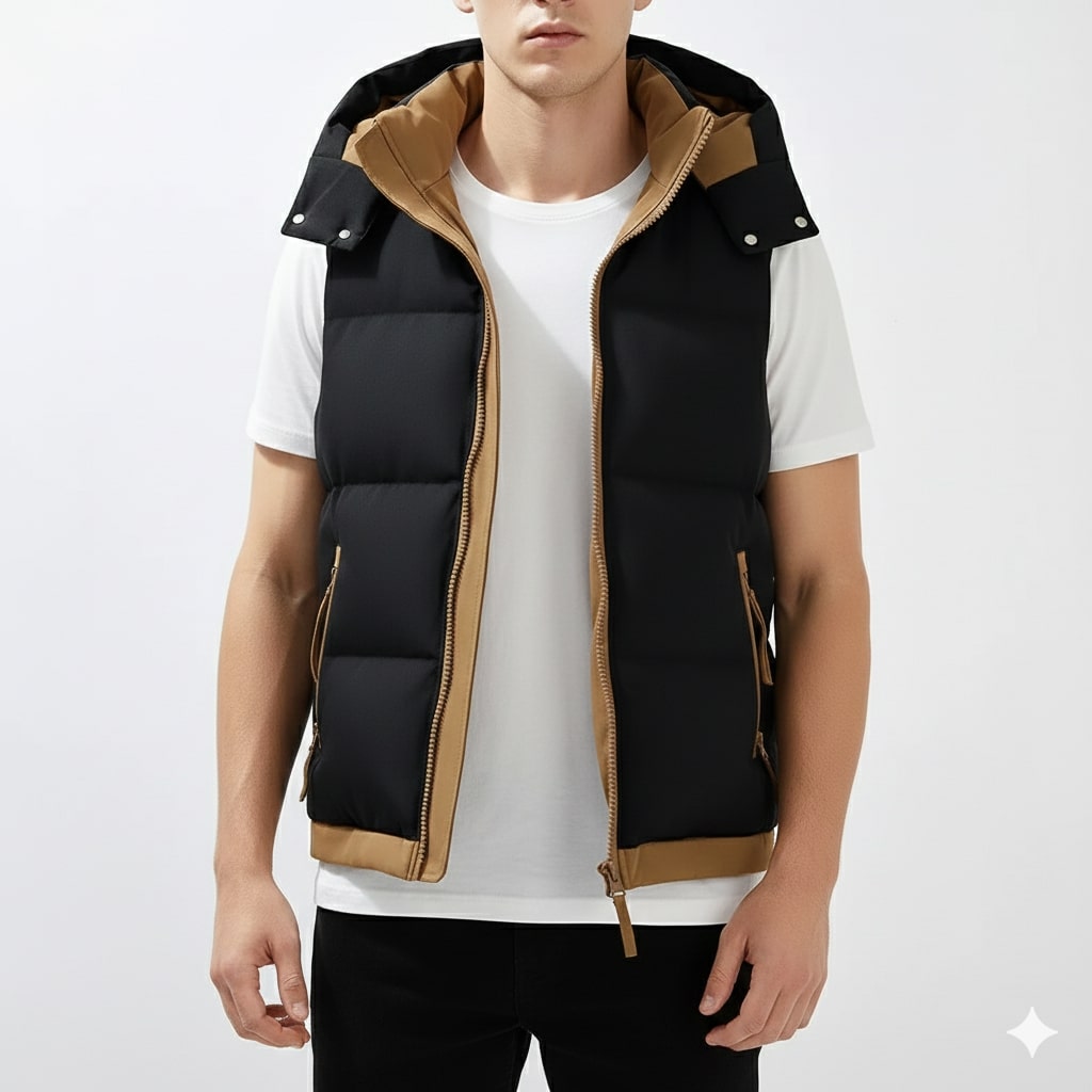 Sian Men’s Puffer Vest – Insulated Lightweight Outerwear with Detachable Hood