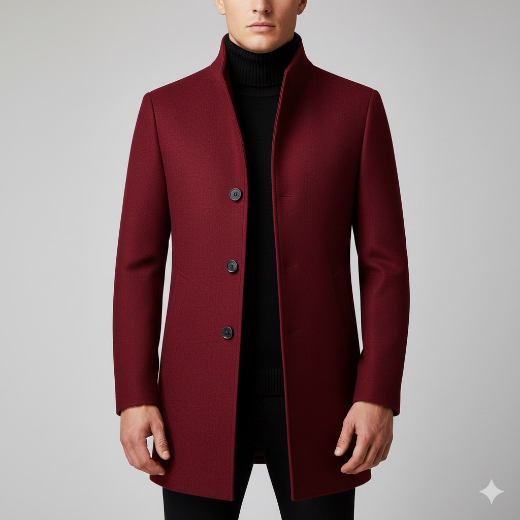 Ramiro Men’s Wool Coat – Tailored Soft Winter Long Overcoat