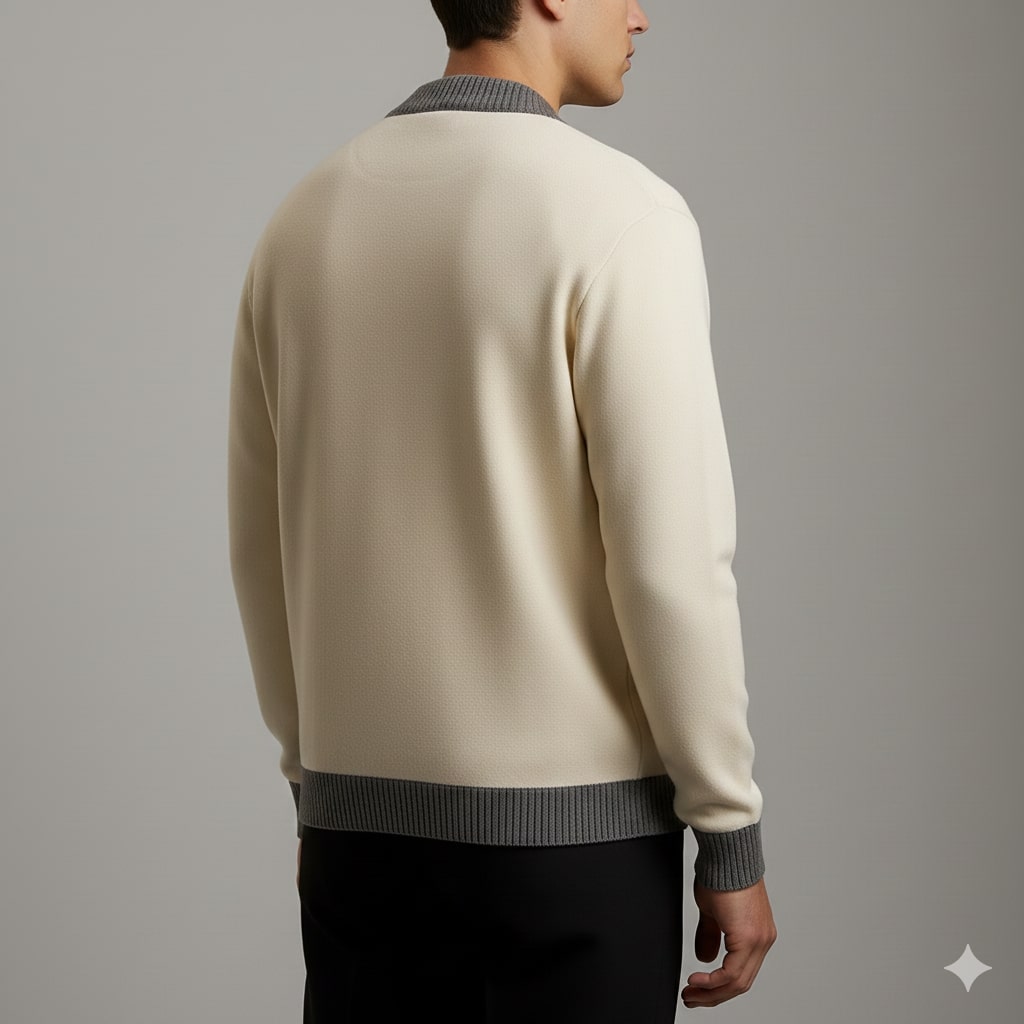 Holand Men’s Cardigan – Two-Tone Button Placket Knitted Cardigan