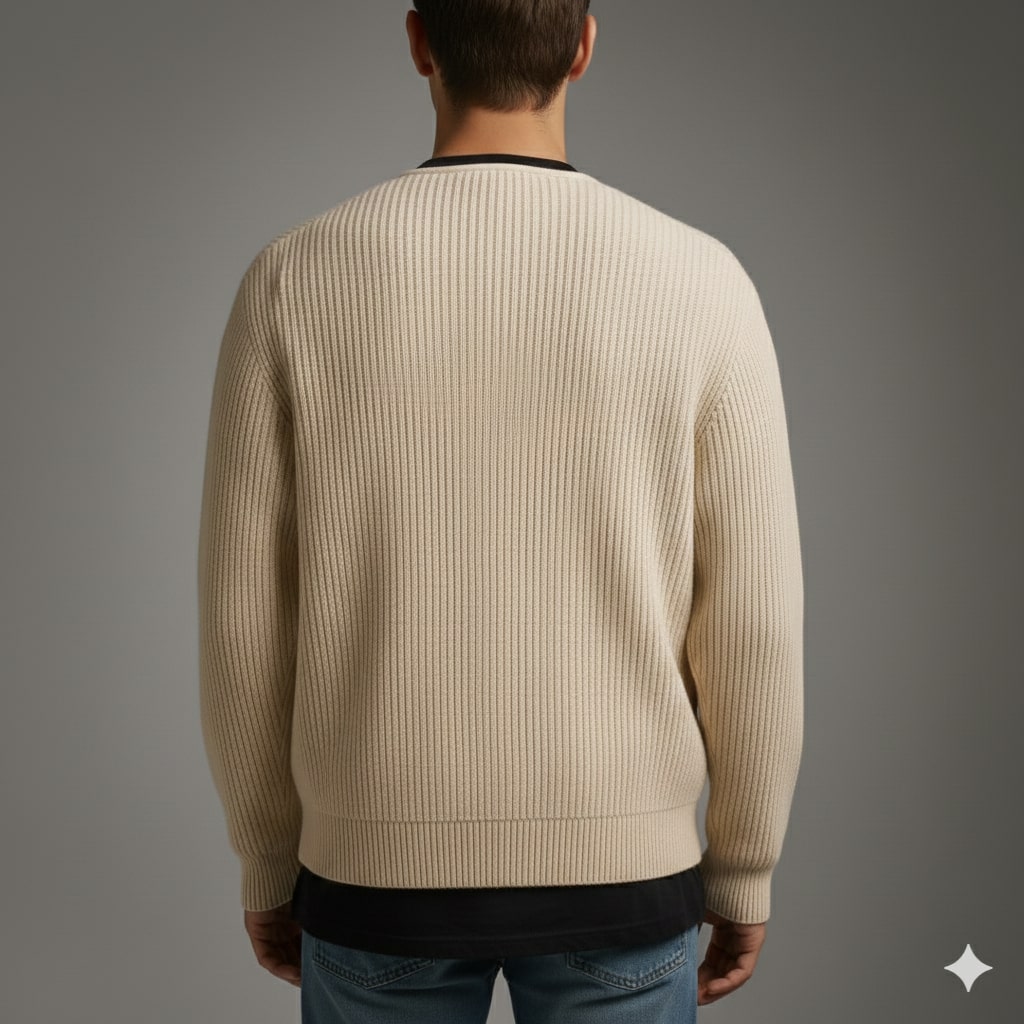 Zoren Men’s Knit Cardigan – Zip Up Sweater with Front Patch Pockets