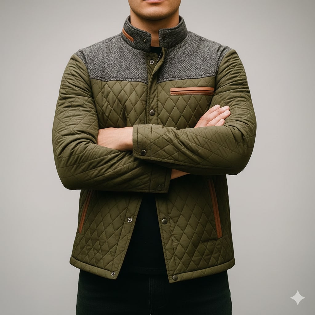 Adriano Men’s Puffer Jacket – Lightweight Quilted Zip-Up Jacket