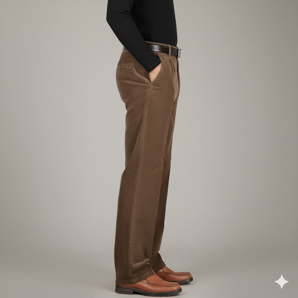 Evan Men’s Corduroy Trousers – Soft Cotton Corduroy Pants with Warm Structured Feel