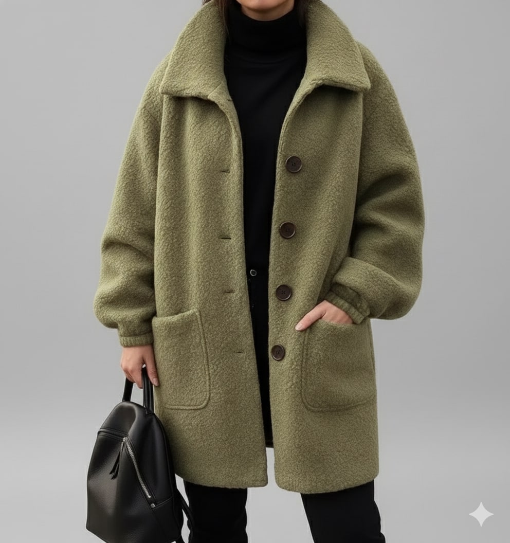 Marisela Women’s Fleece Jacket – Soft Wool-Blend Vintage Winter Coat