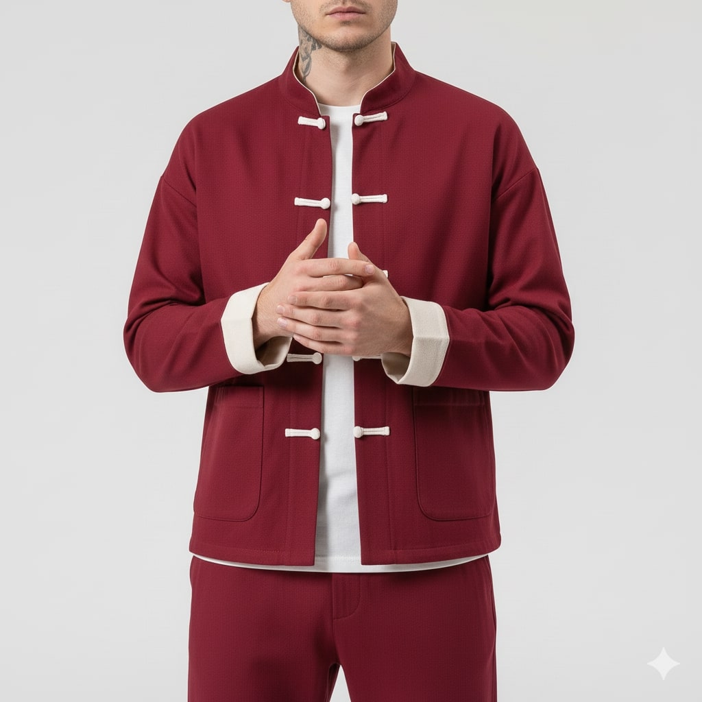 Kyoto Men’s Lightweight Jacket – Soft Cotton Jacket with Knot-Button Closure
