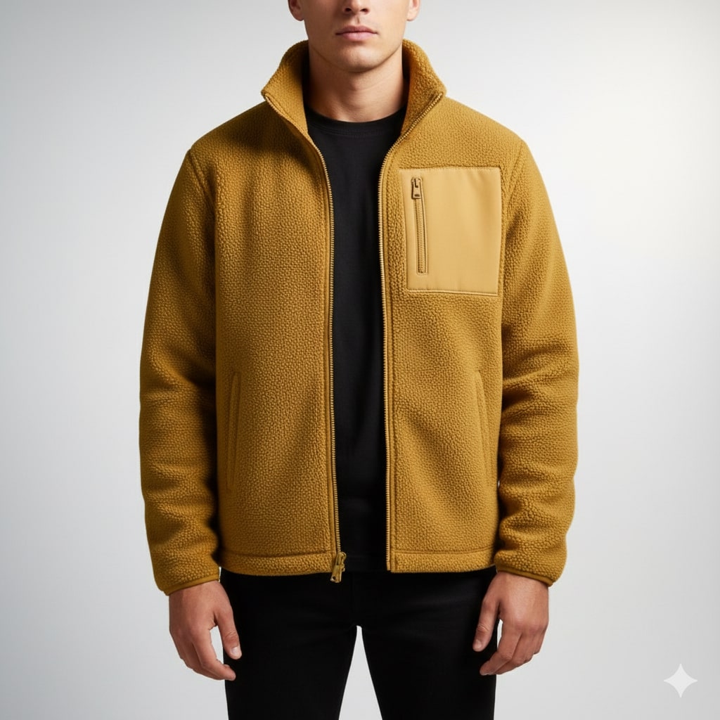 Kevin Men's Fleece Jacket – Soft Insulating Lightweight Jacket with Stand Collar