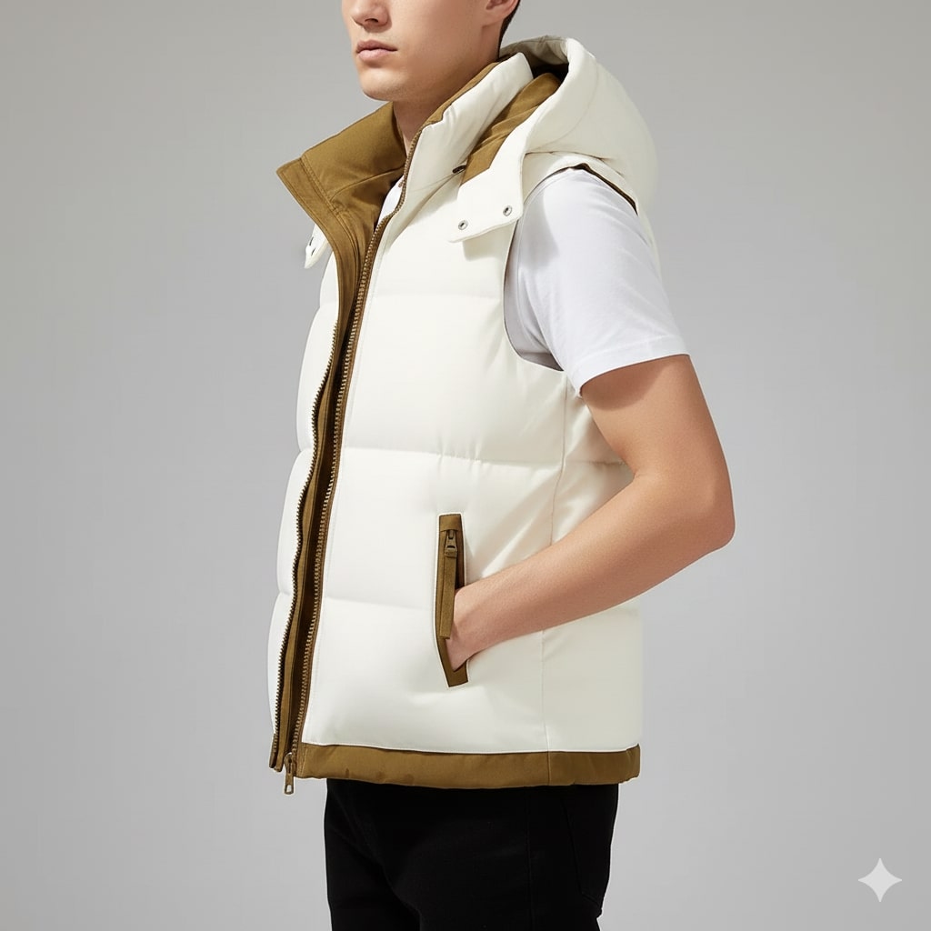 Sian Men’s Puffer Vest – Insulated Lightweight Outerwear with Detachable Hood