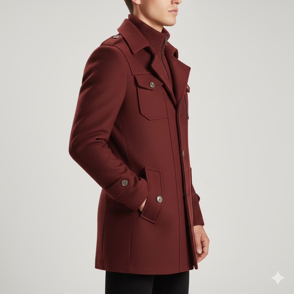 Lennox Men’s Wool Jacket – Wool Winter Coat with Tailored Collar & Utility Pocket