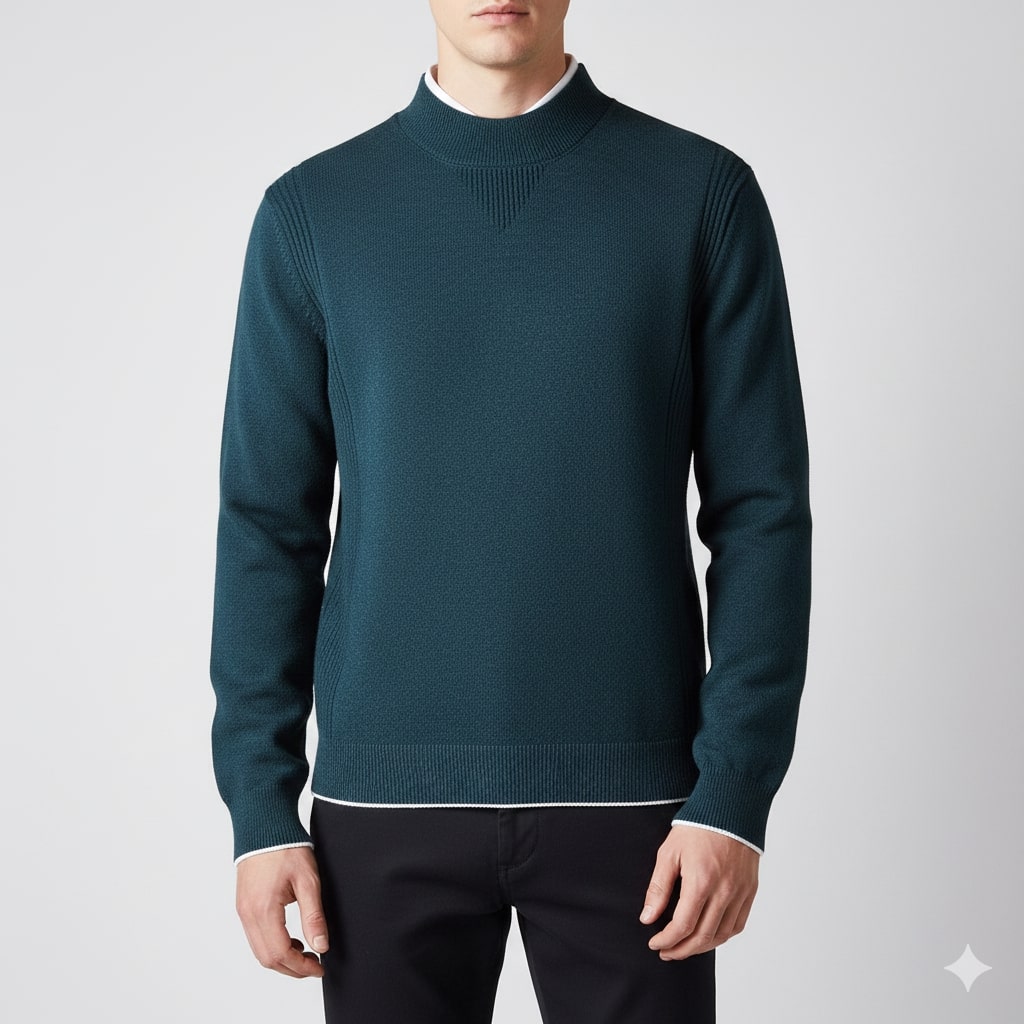Adrian Men’s Knit Sweater – Soft Ribbed Crewneck Pullover