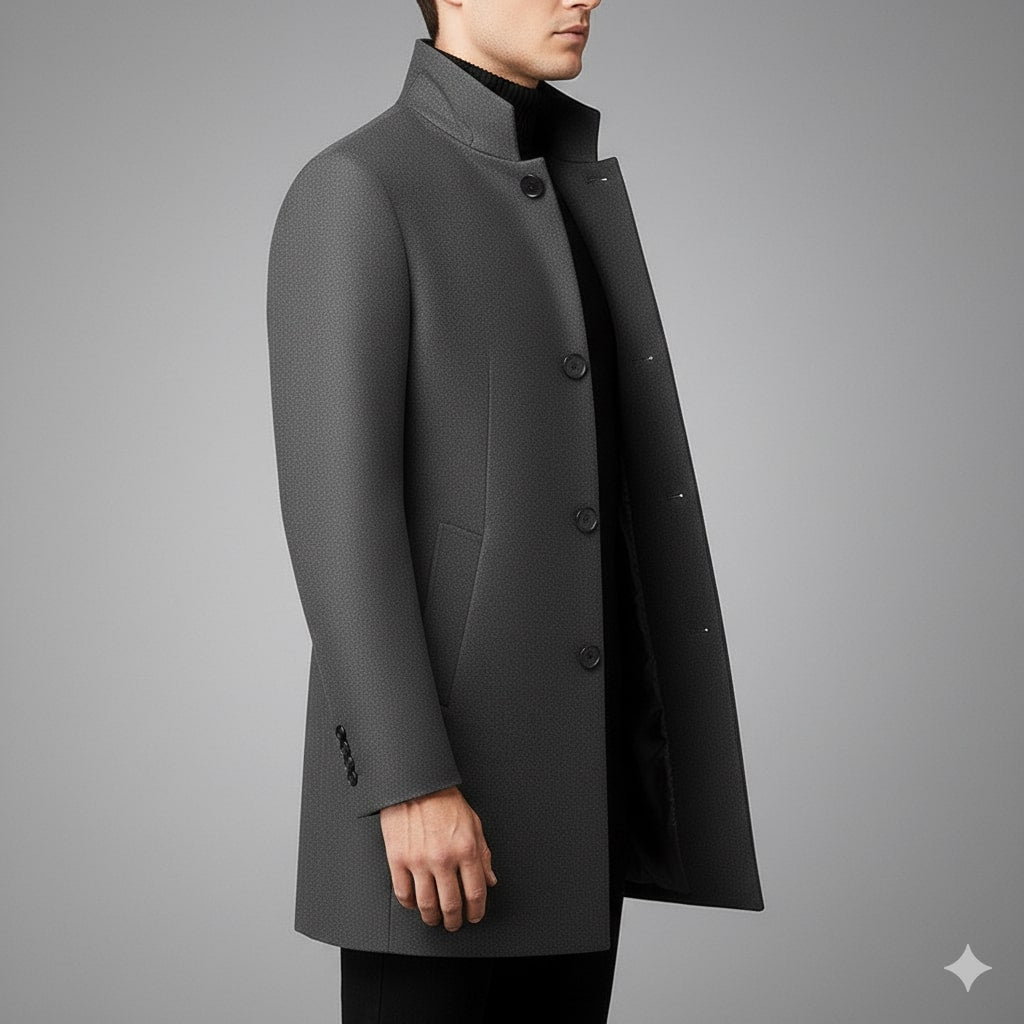Ramiro Men’s Wool Coat – Tailored Soft Winter Long Overcoat