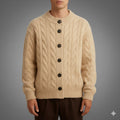David Men’s Cardigan – Cable Knit Cardigan with Classic Button-Up Style