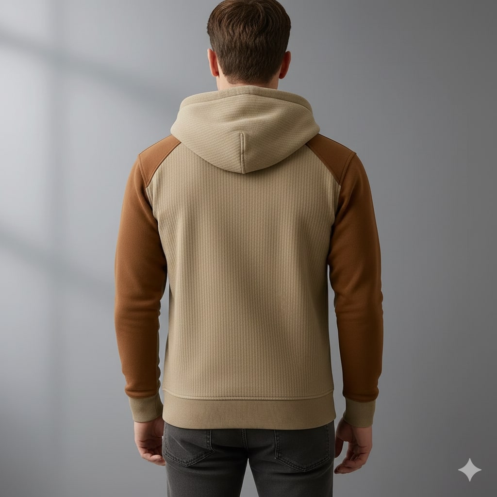 Colton Men’s Quarter-Zip Hoodie – Corduroy Cotton Blend Sweatshirt with Contrast Panels