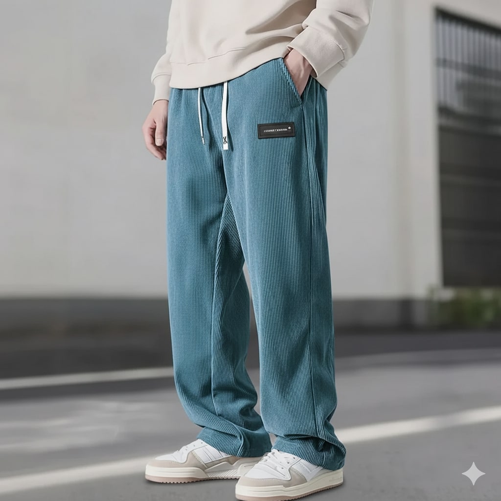 Caleb Men’s Corduroy Sweatpants – Plush Stretch Fabric with Deep Secure Pockets