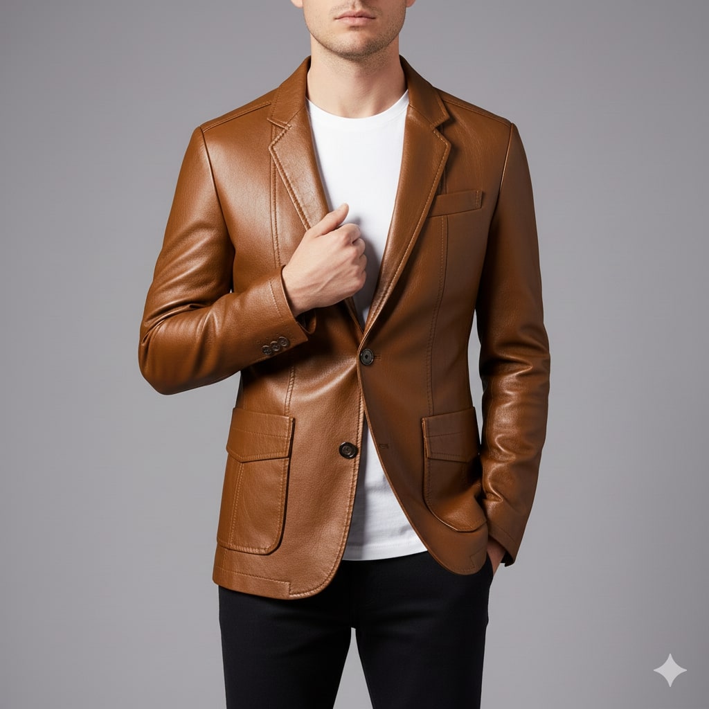 Oscar Men’s Leather Jacket – Smooth Leather with Cotton Lining