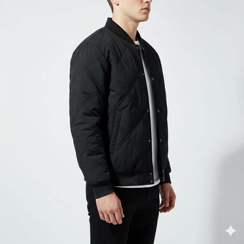 Fernan Men’s Bomber Jacket – Quilted Fleece-Lined Lightweight Winter Jacket