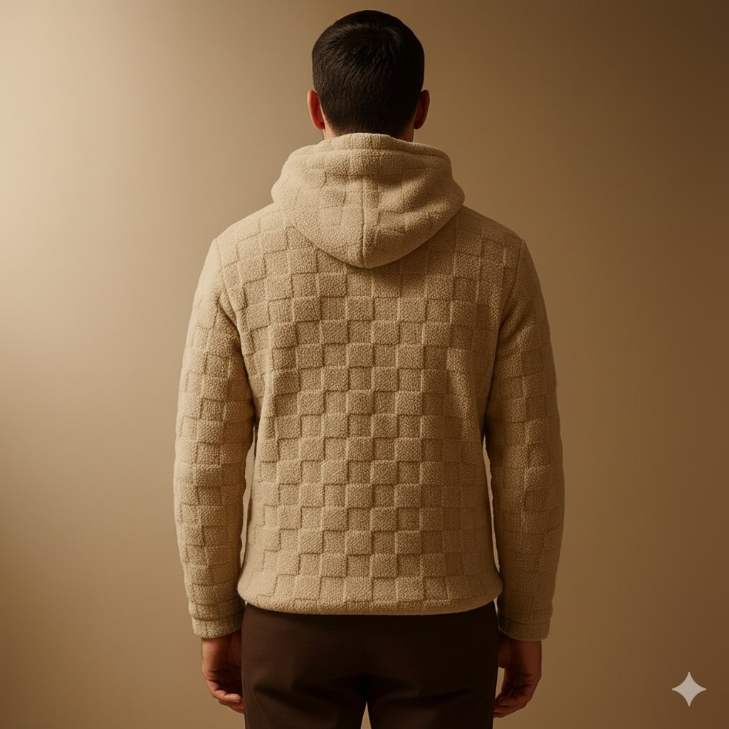 Everett Unisex Fleece Hoodie – Oversized Check Texture