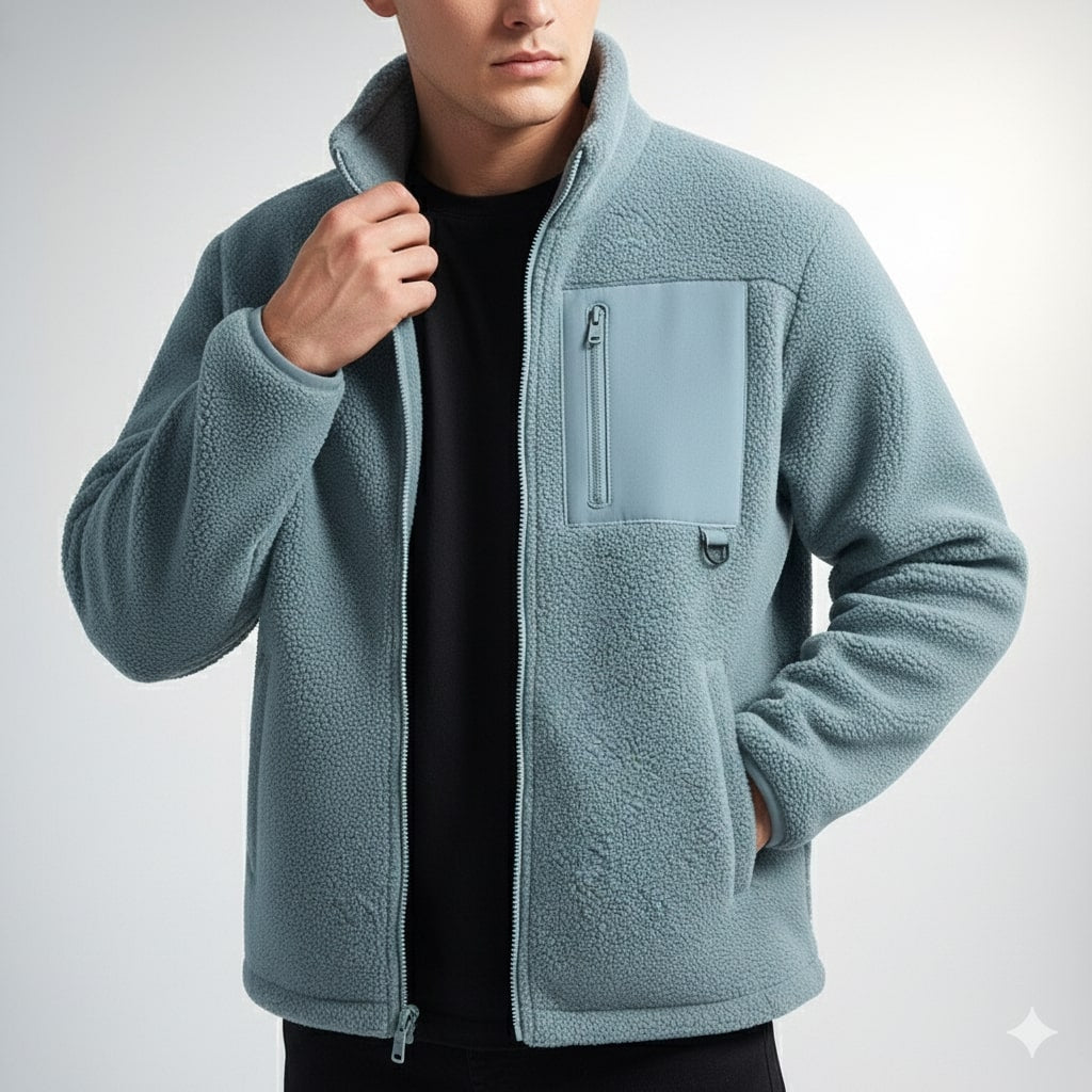 Kevin Men's Fleece Jacket – Soft Insulating Lightweight Jacket with Stand Collar