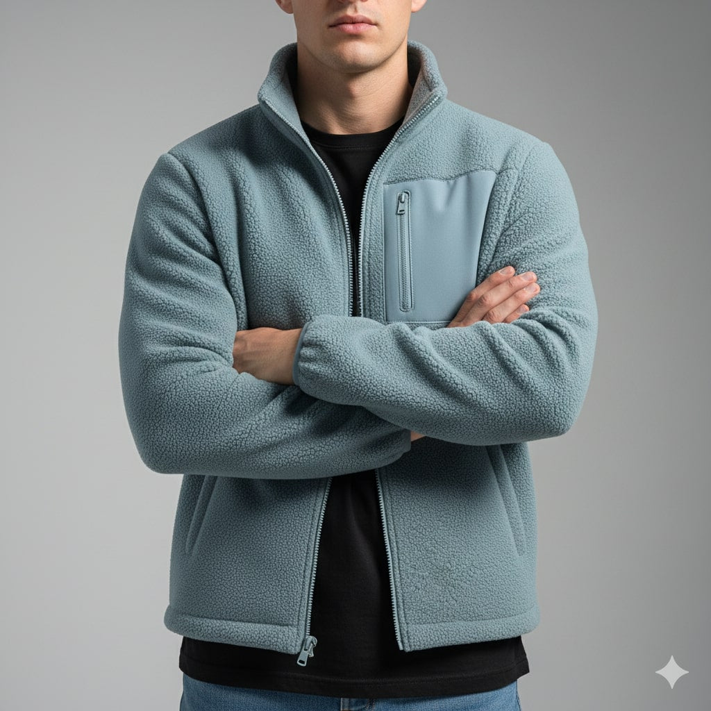 Kevin Men's Fleece Jacket – Soft Insulating Lightweight Jacket with Stand Collar