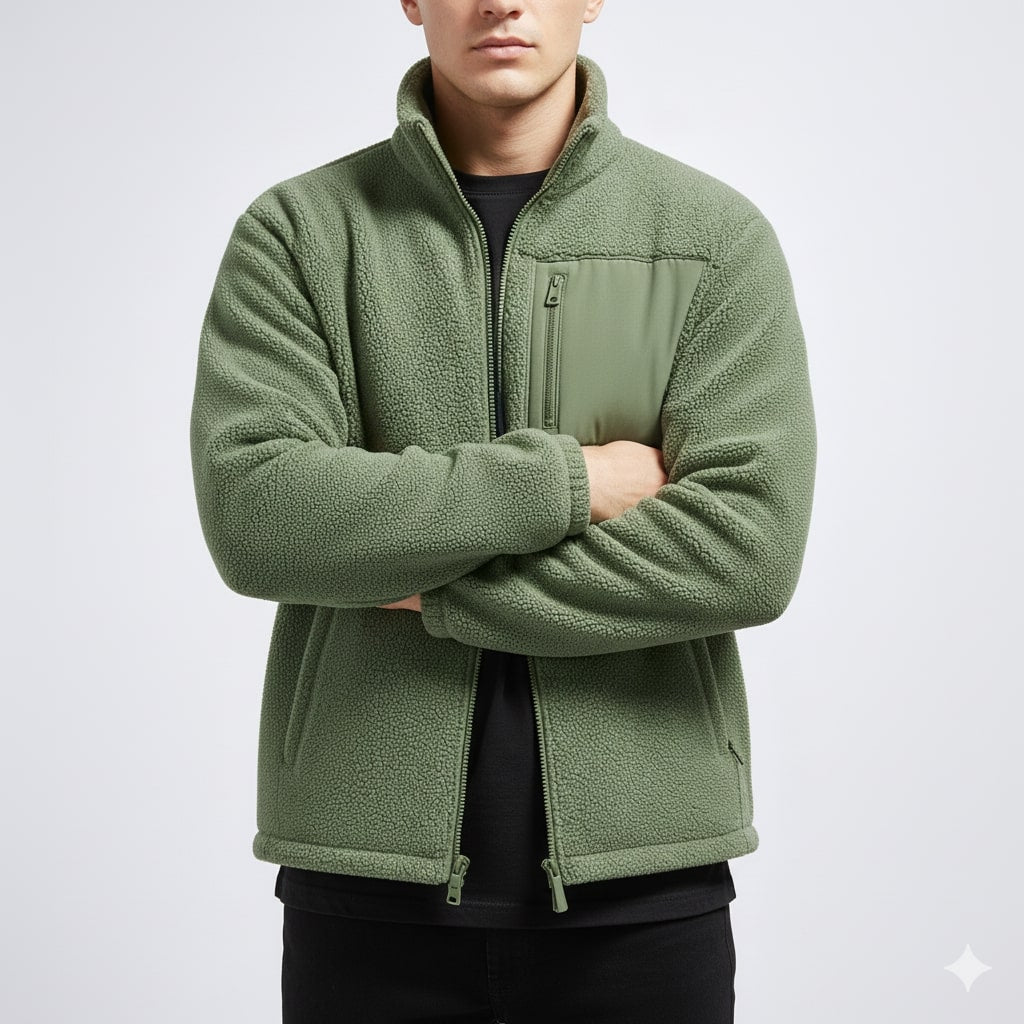 Kevin Men's Fleece Jacket – Soft Insulating Lightweight Jacket with Stand Collar