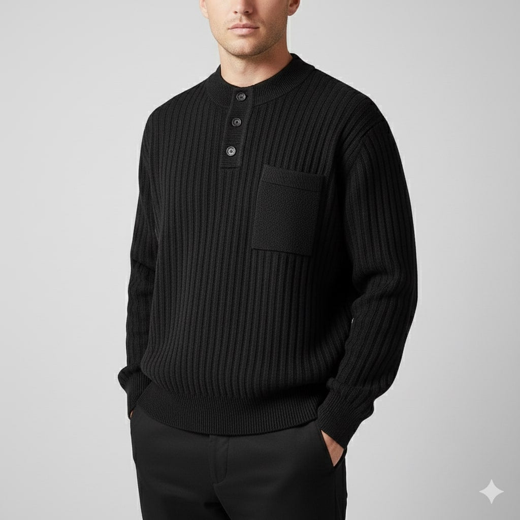 Darian Men’s Pullover Sweater – Thick Ribbed Knit Pullover for Winter