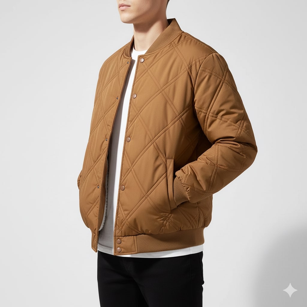 Fernan Men’s Bomber Jacket – Quilted Fleece-Lined Lightweight Winter Jacket