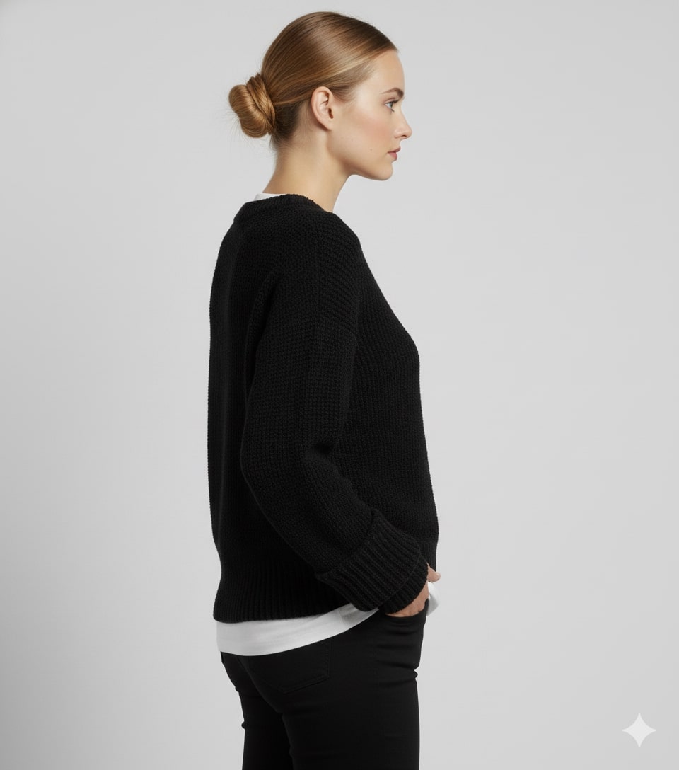 Edna Women's Knit Sweater – Relaxed-Fit Pullover with Wide Rib Cuffs