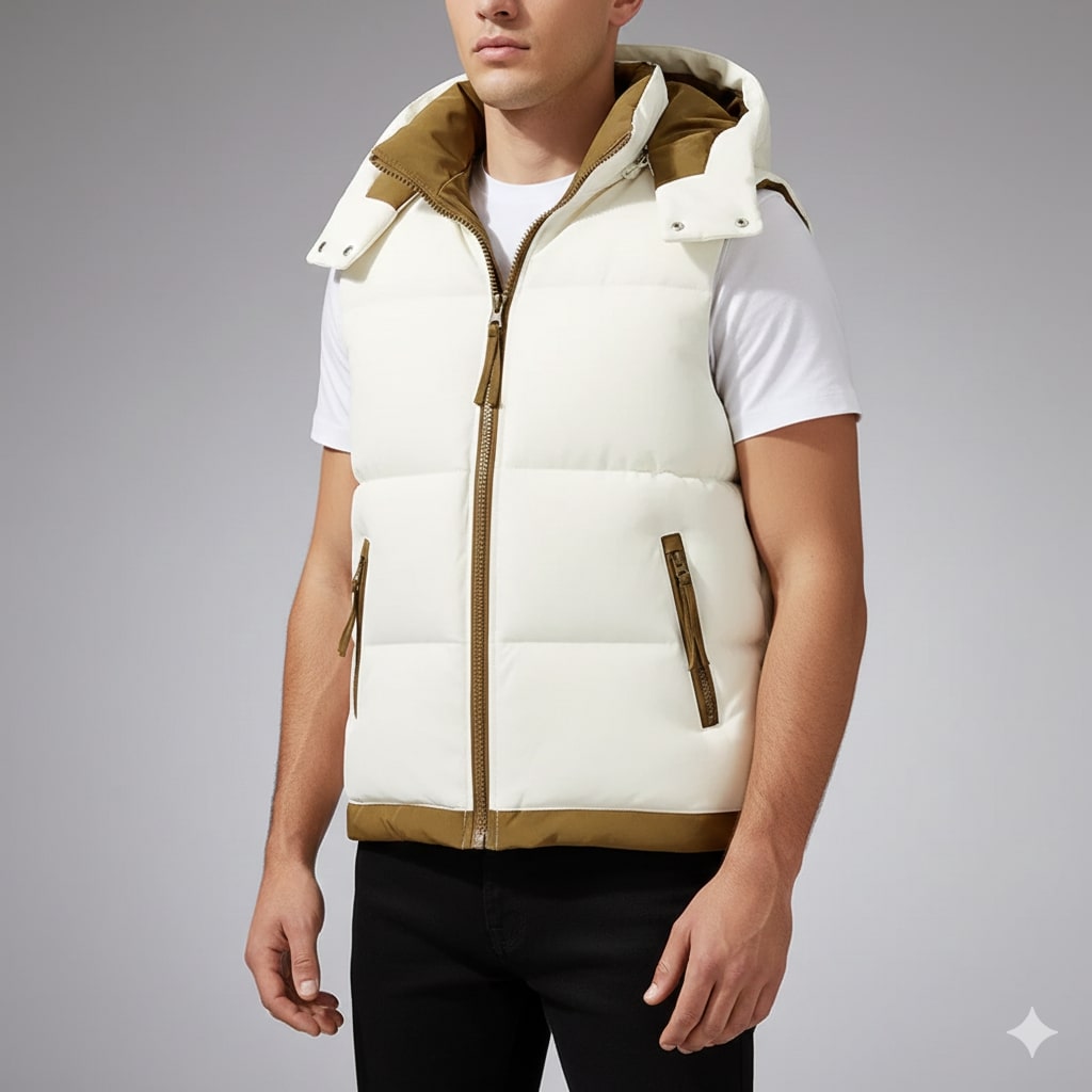 Sian Men’s Puffer Vest – Insulated Lightweight Outerwear with Detachable Hood