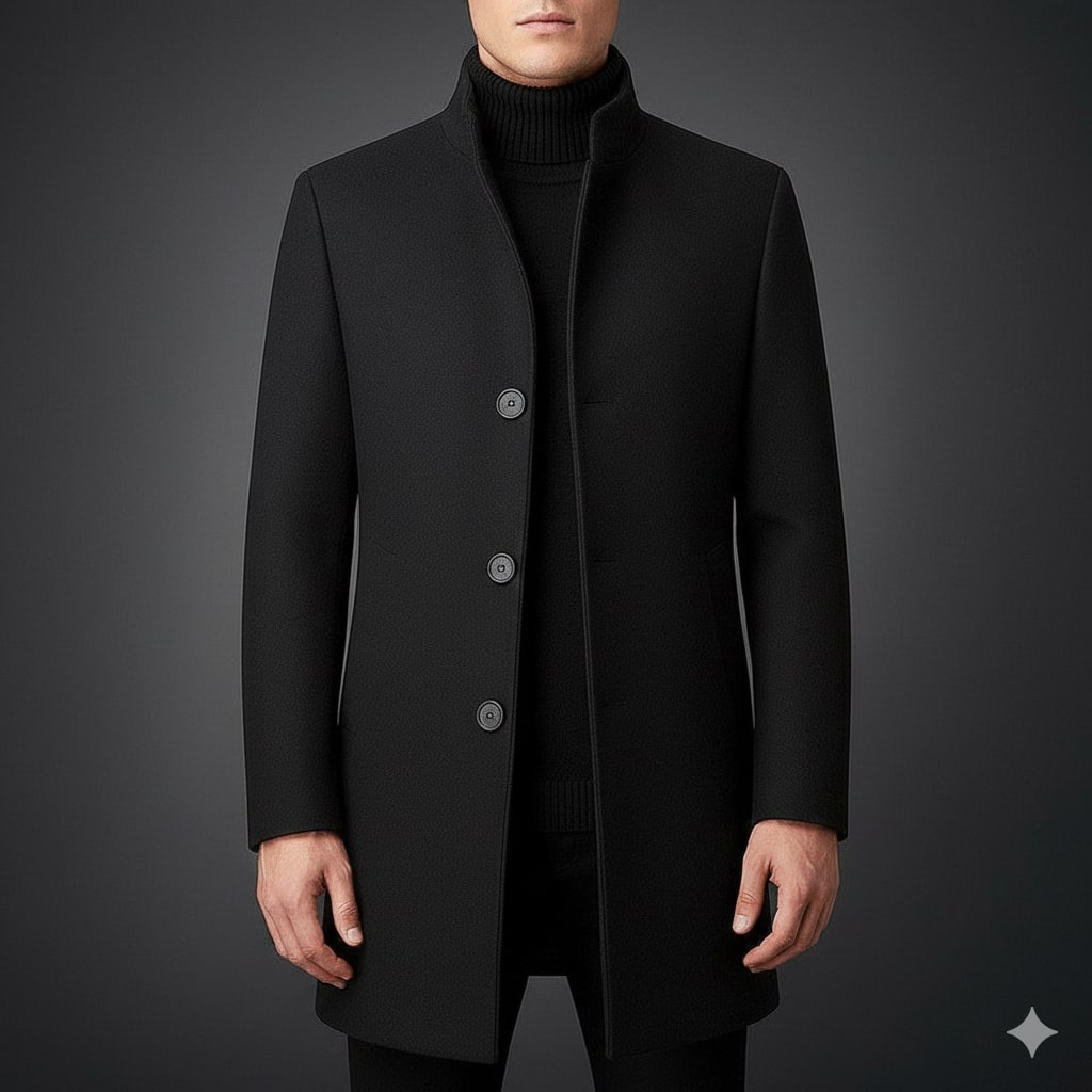 Ramiro Men’s Wool Coat – Tailored Soft Winter Long Overcoat