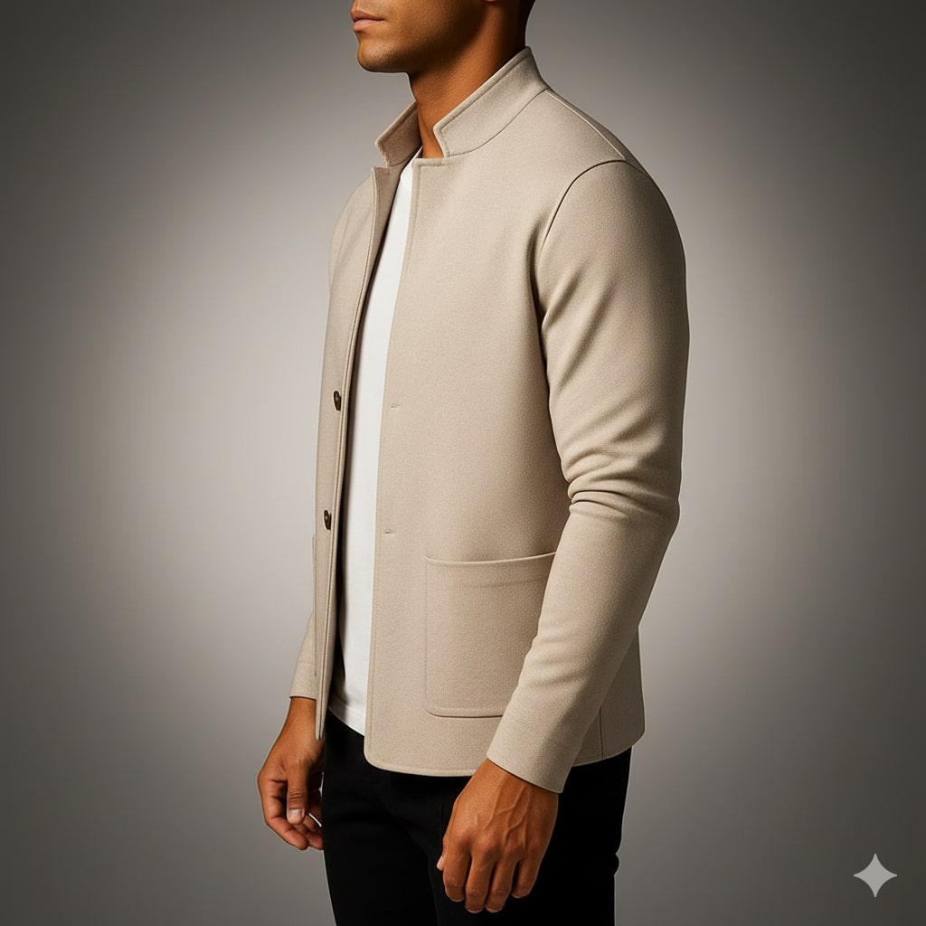 Gilbert Men’s Knit Cardigan – Italian-Style with Mandarin Collar
