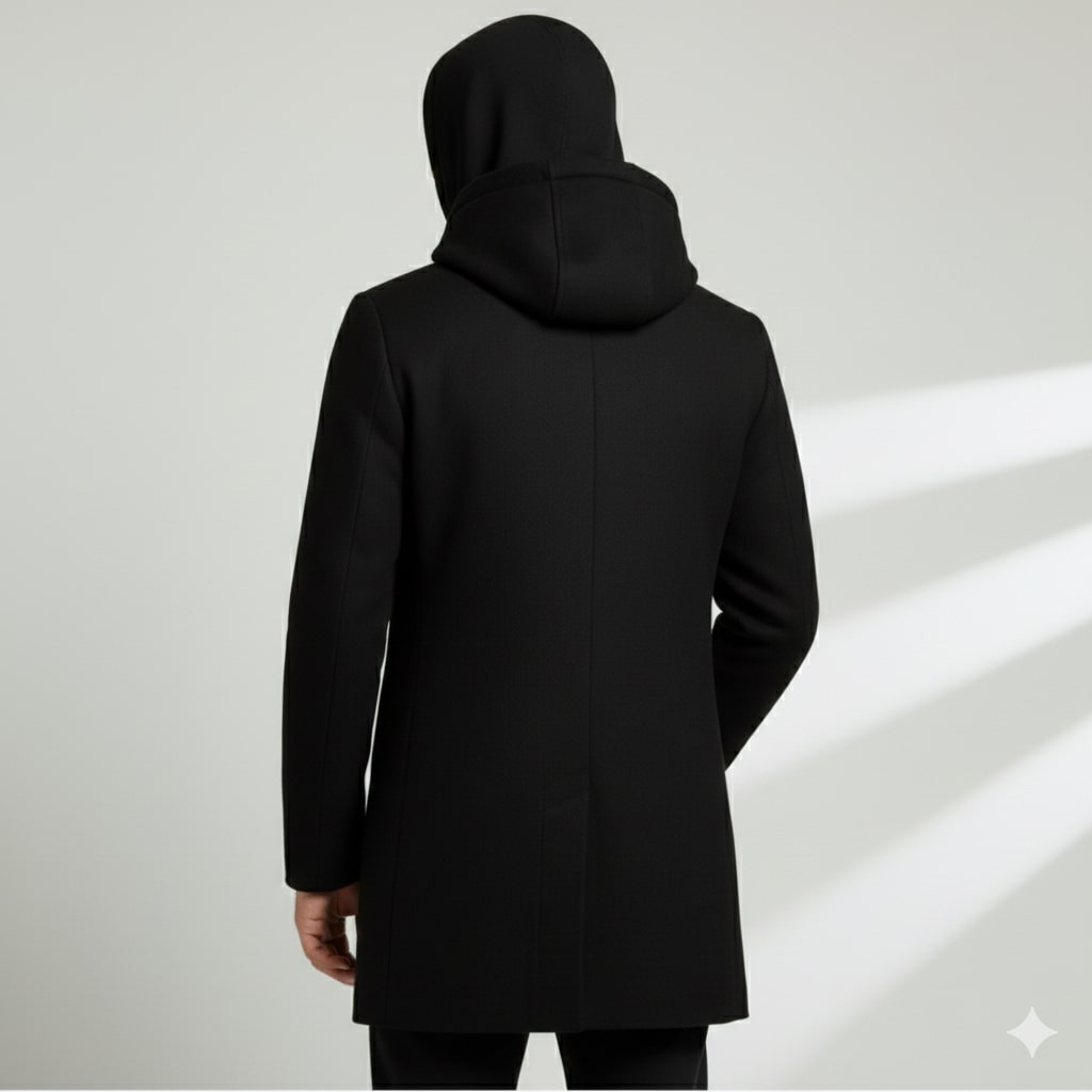 Loreno Men’s Hooded Wool Coat – Premium Textured Winter Outerwear