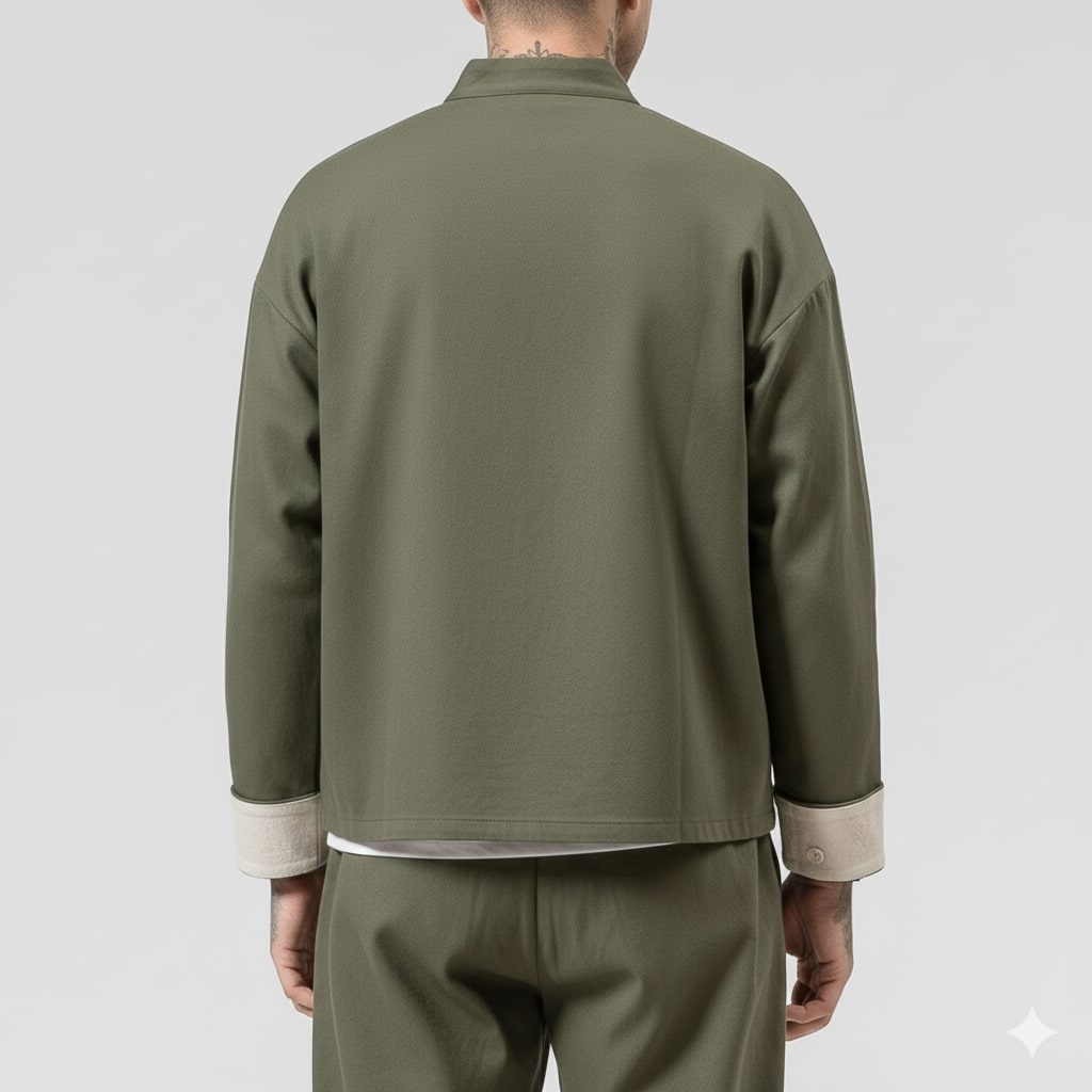 Kyoto Men’s Lightweight Jacket – Soft Cotton Jacket with Knot-Button Closure