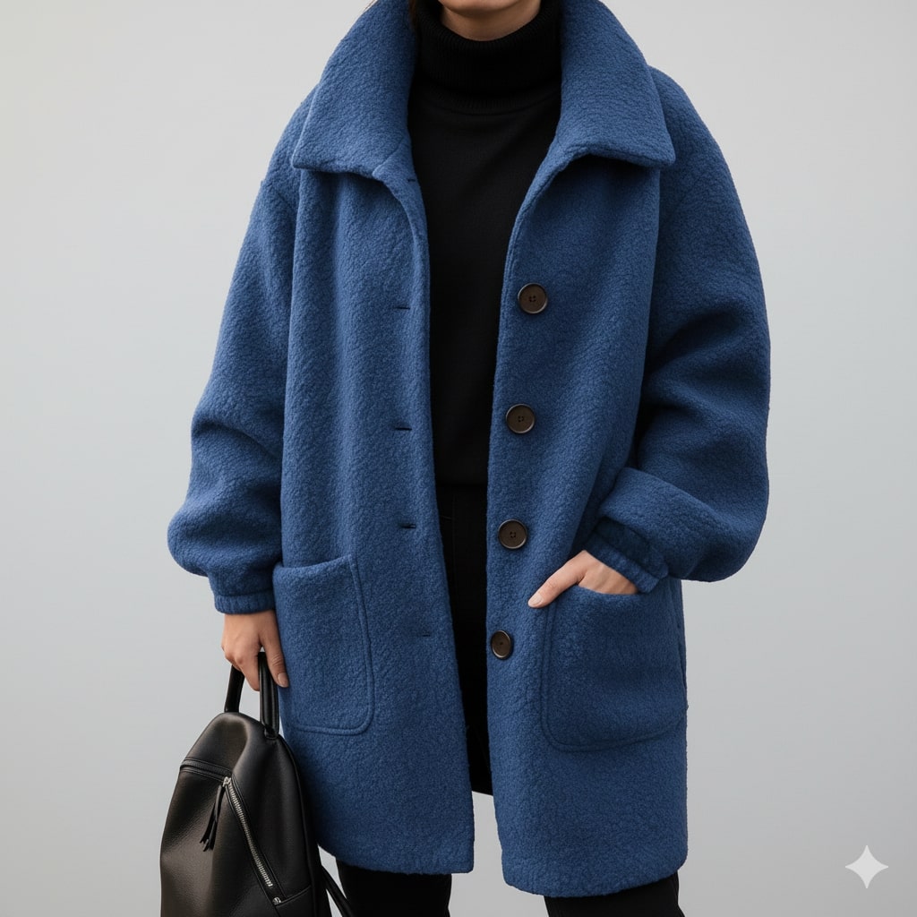 Marisela Women’s Fleece Jacket – Soft Wool-Blend Vintage Winter Coat