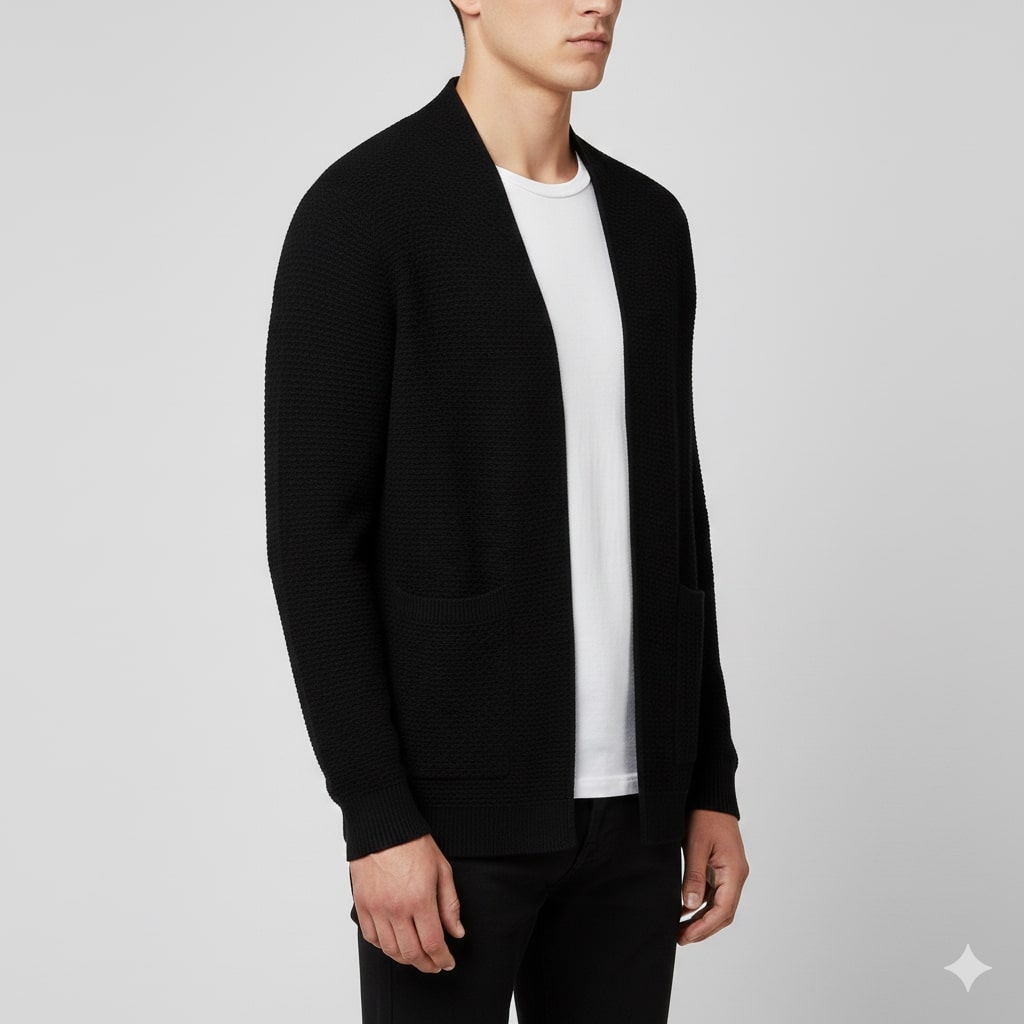 Inigo Men’s Jacquard Knit Cardigan – Soft Touch Embossed Cotton Cardigan