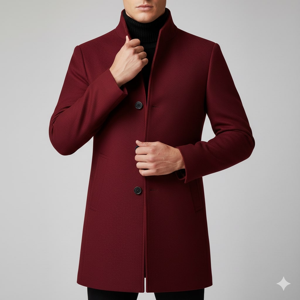 Ramiro Men’s Wool Coat – Tailored Soft Winter Long Overcoat
