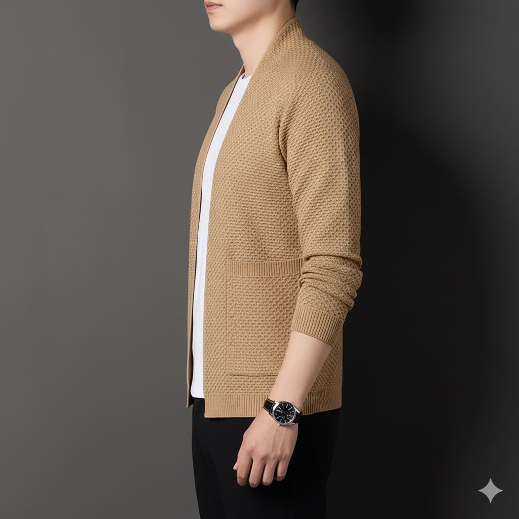 Inigo Men’s Jacquard Knit Cardigan – Soft Touch Embossed Cotton Cardigan