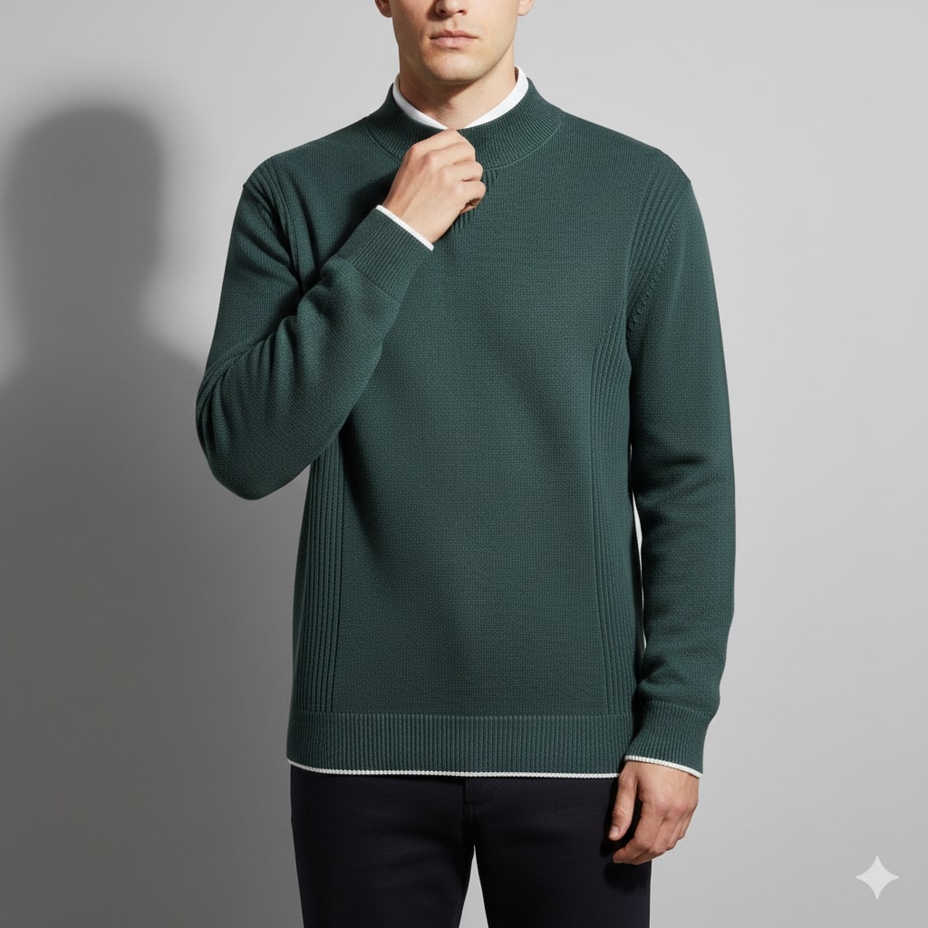 Adrian Men’s Knit Sweater – Soft Ribbed Crewneck Pullover