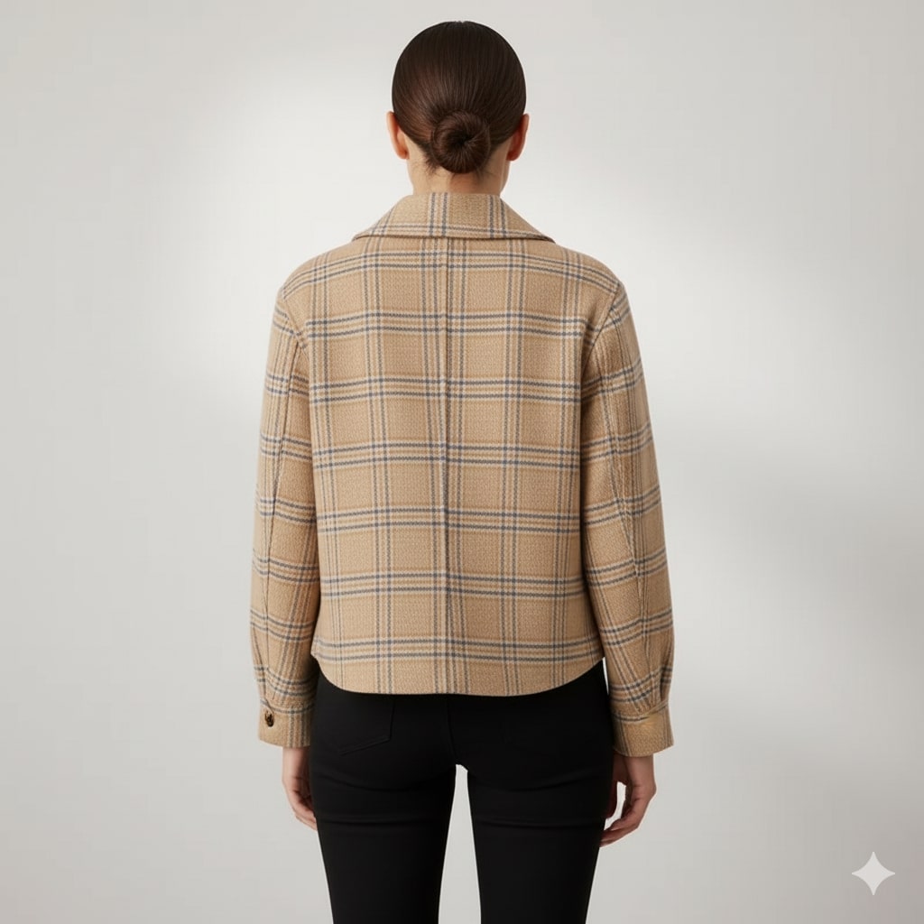 Heaven Women’s Plaid Wool Jacket – Double-Sided Wool with Cropped Jacket
