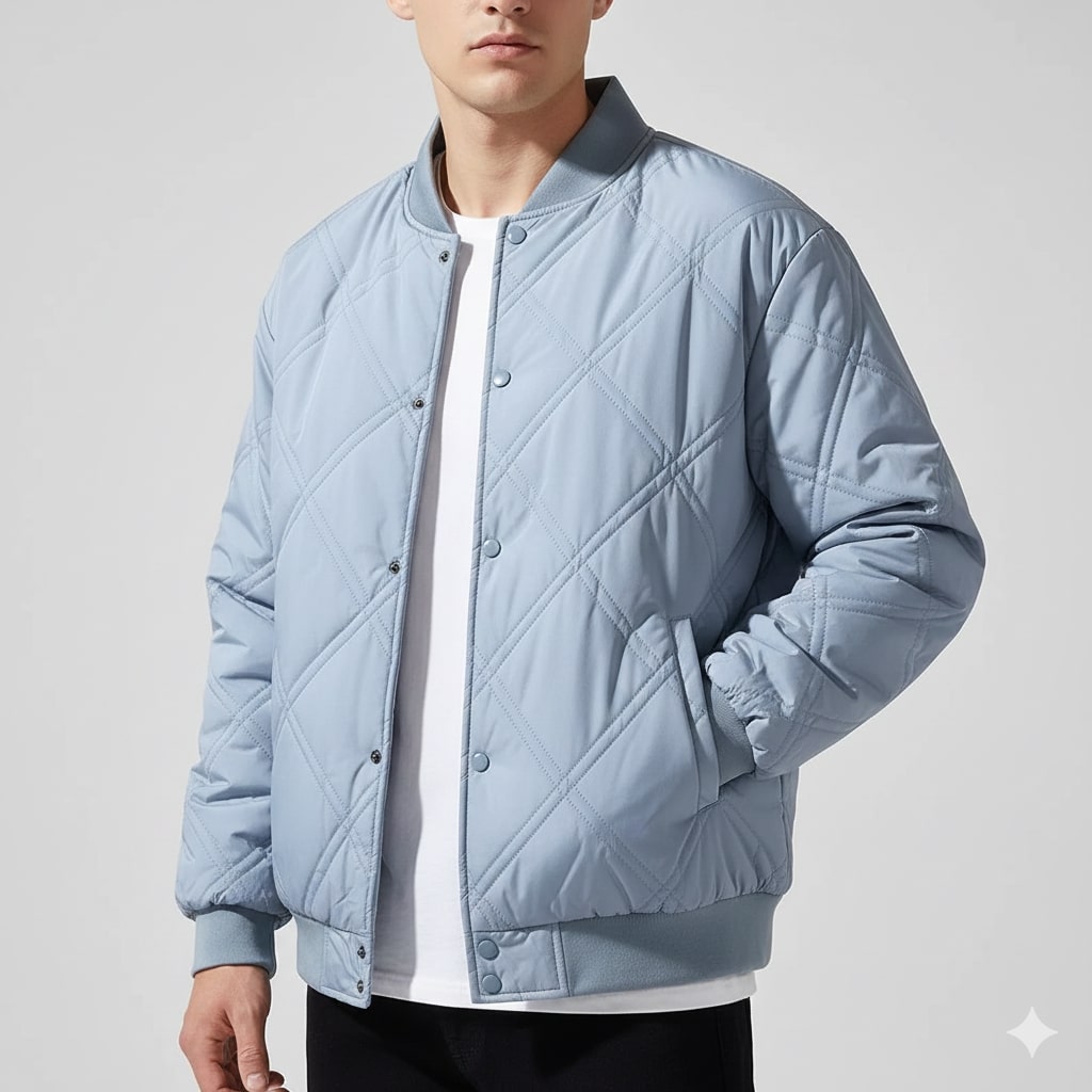 Fernan Men’s Bomber Jacket – Quilted Fleece-Lined Lightweight Winter Jacket