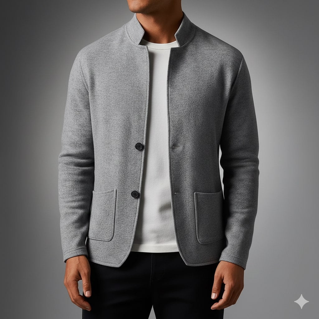 Gilbert Men’s Knit Cardigan – Italian-Style with Mandarin Collar