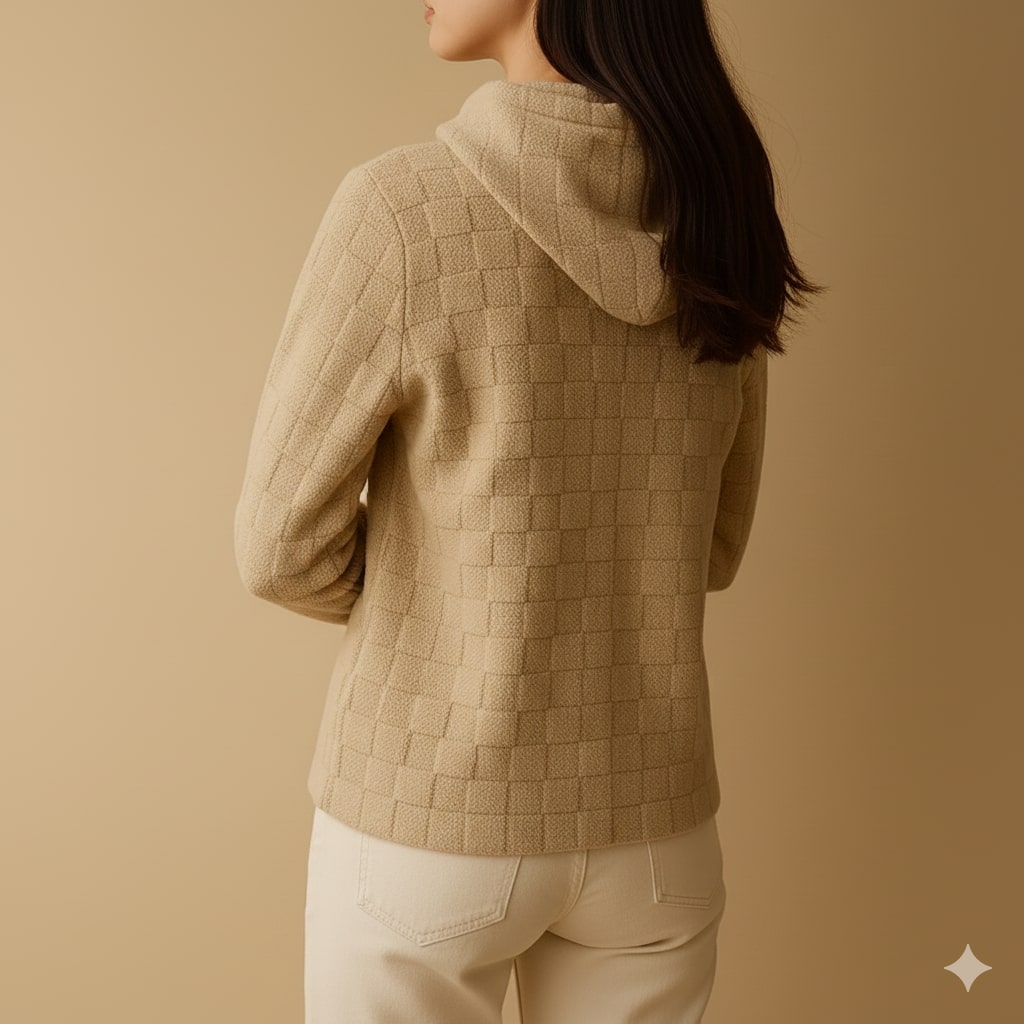 Everett Unisex Fleece Hoodie – Oversized Check Texture