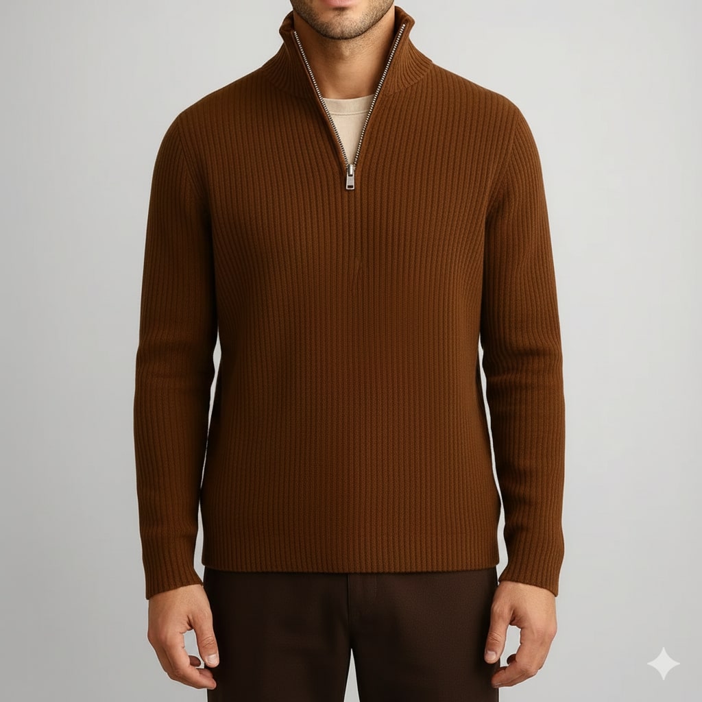 Sonny Men’s Turtleneck Sweater – Warm Breathable Wool Knit Pullover with Structured Ribbed Collar