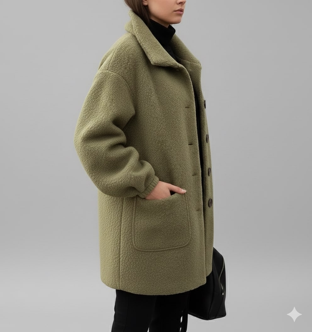 Marisela Women’s Fleece Jacket – Soft Wool-Blend Vintage Winter Coat