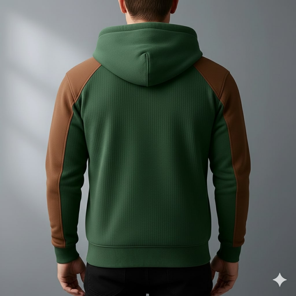 Colton Men’s Quarter-Zip Hoodie – Corduroy Cotton Blend Sweatshirt with Contrast Panels