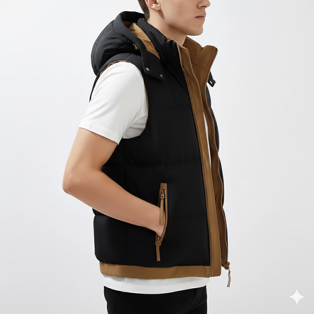 Sian Men’s Puffer Vest – Insulated Lightweight Outerwear with Detachable Hood