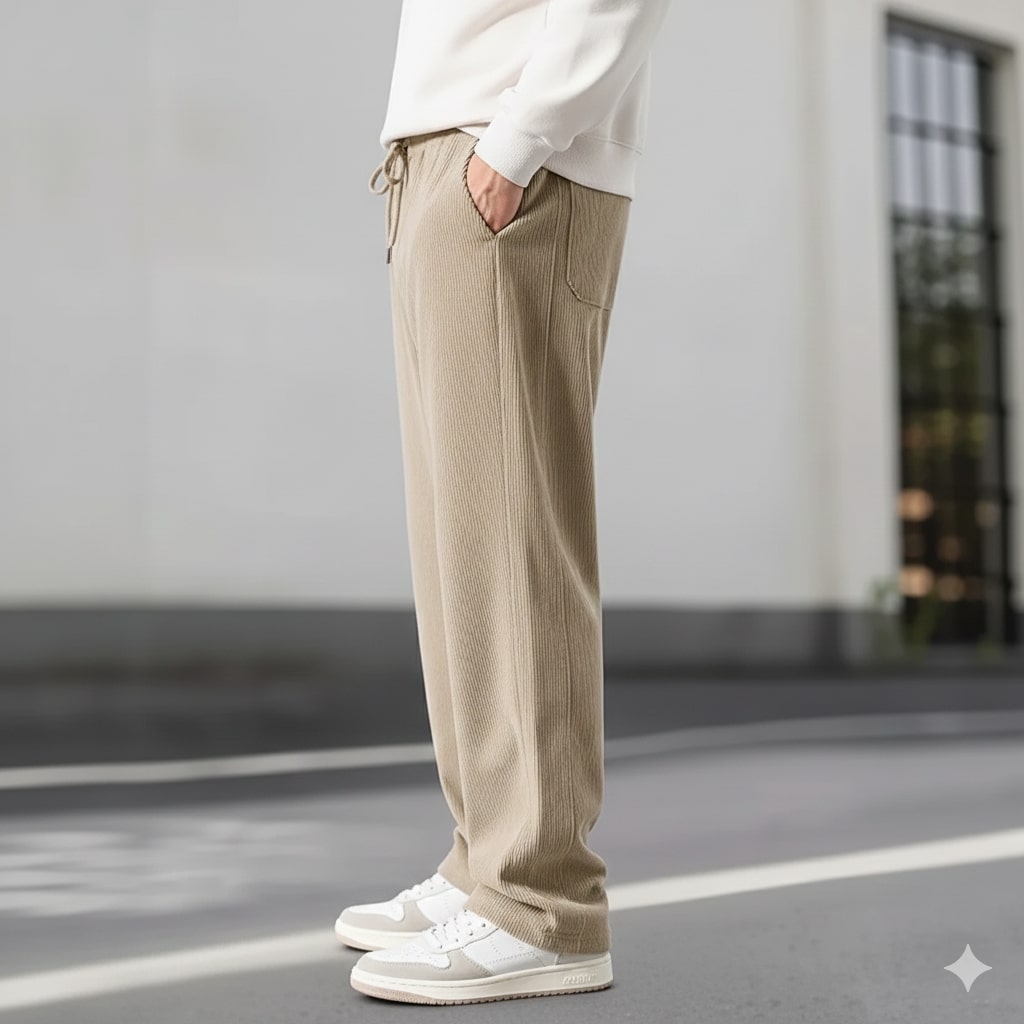 Caleb Men’s Corduroy Sweatpants – Plush Stretch Fabric with Deep Secure Pockets