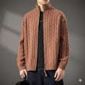 Domingo Men’s Zip-Up Cardigan – Cable Knit Mid-Weight Sweater