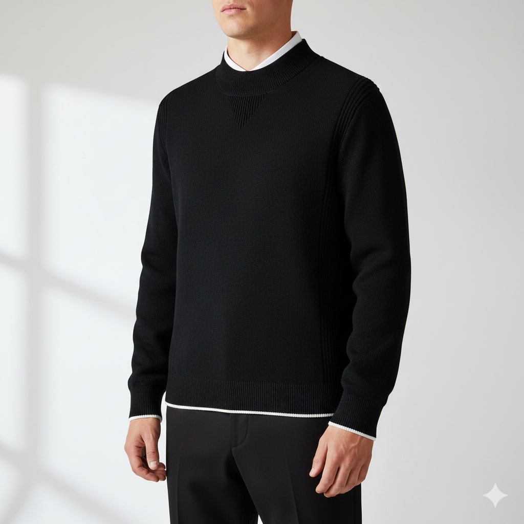 Adrian Men’s Knit Sweater – Soft Ribbed Crewneck Pullover