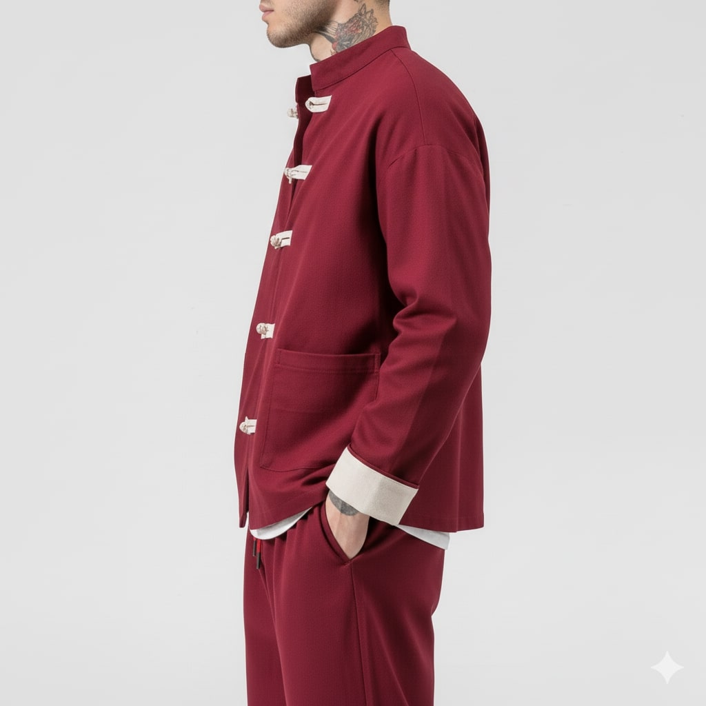 Kyoto Men’s Lightweight Jacket – Soft Cotton Jacket with Knot-Button Closure