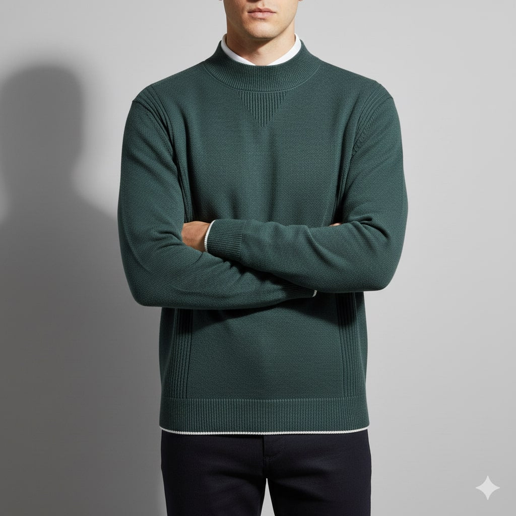 Adrian Men’s Knit Sweater – Soft Ribbed Crewneck Pullover