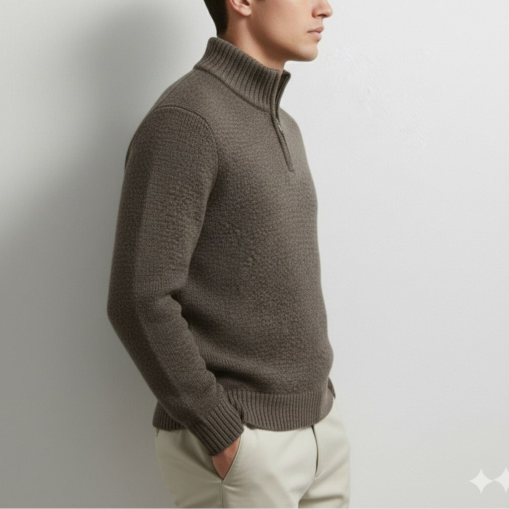 Ashton Men’s Quarter-Zip Sweater – Cotton Knit Pullover for Layered Comfort